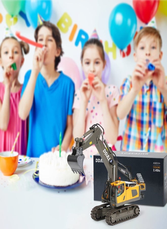DDAI Remote Control Excavator Toys for Boys 8-12 Kids Best Gift Ideas for Age 3 4 5 6 7 8 9 10+ Year Old Boy Rechargeable RC Construction Excavators Digger Vehicles Engineering Toys with Metal Shovel - Image 3